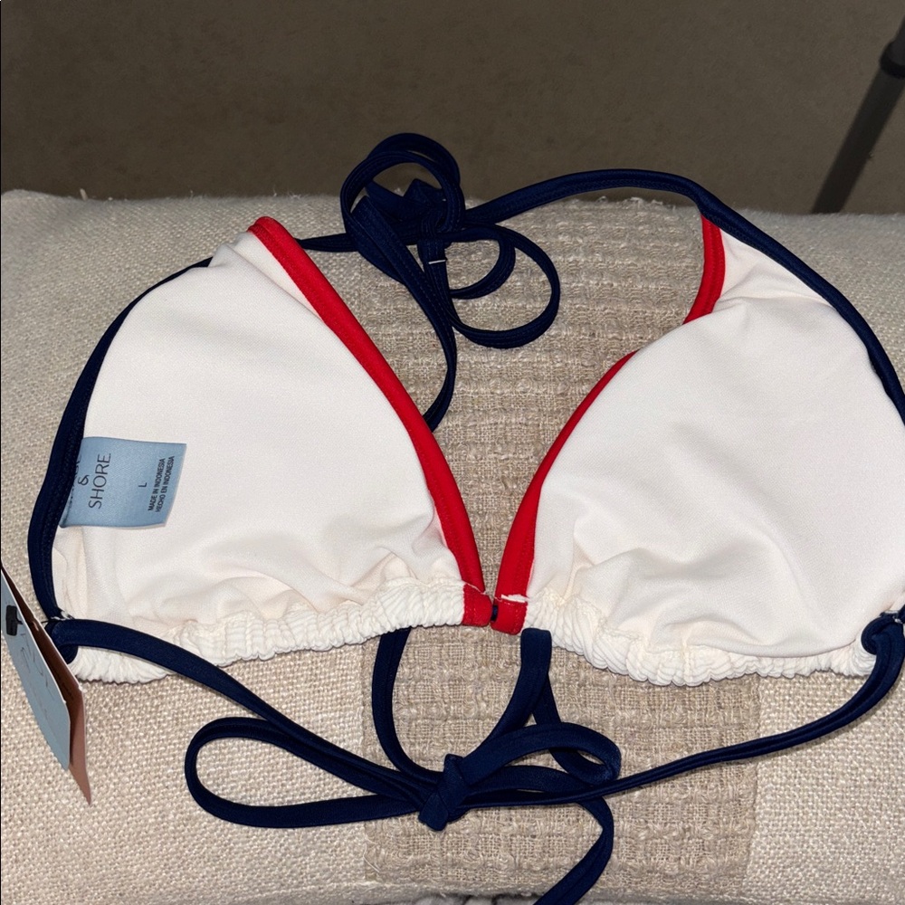 Shade & Shore Ribbed Triangle America Bikini Top - Picture 2 of 5